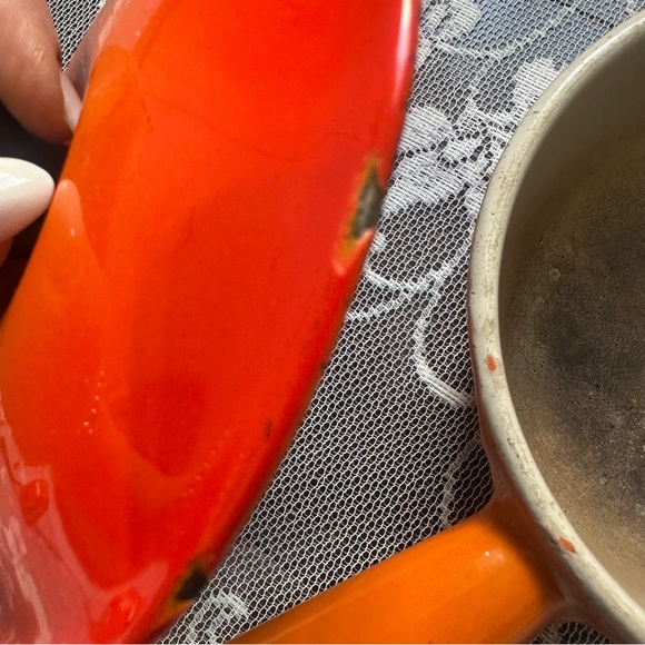 Vintage Le Cruset Flame Orange Cast Iron Enamel Sauce Pant with Lid #14 - Picture 13 of 16